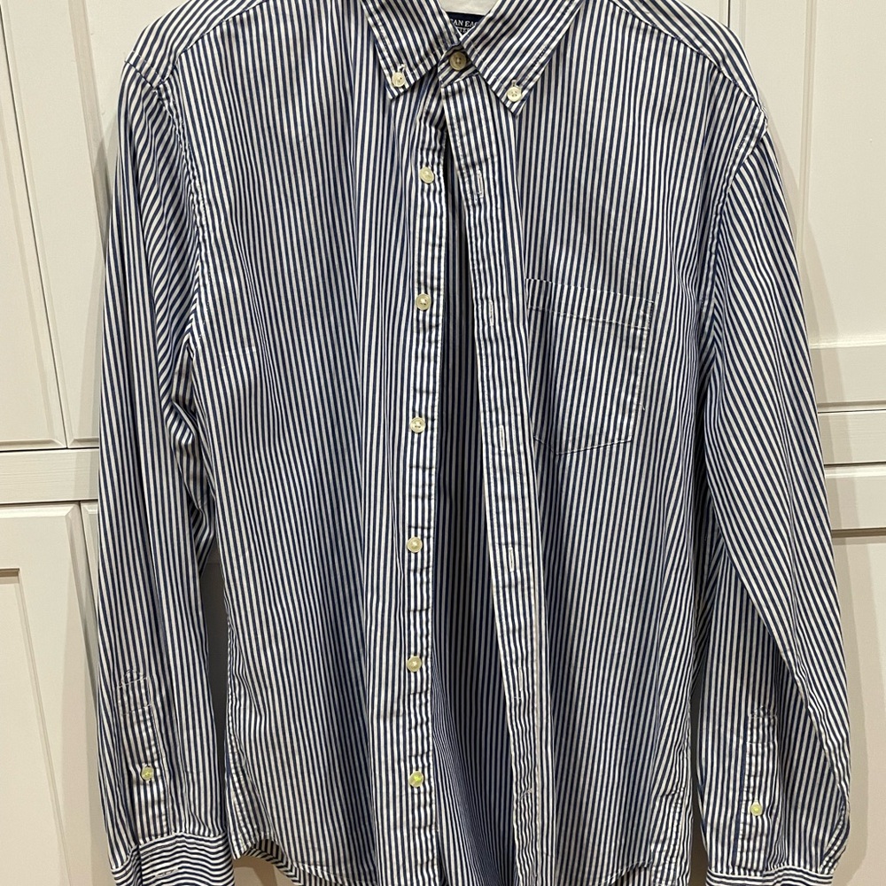 American Eagle Outfitters Navy Striped Button Down Shirt